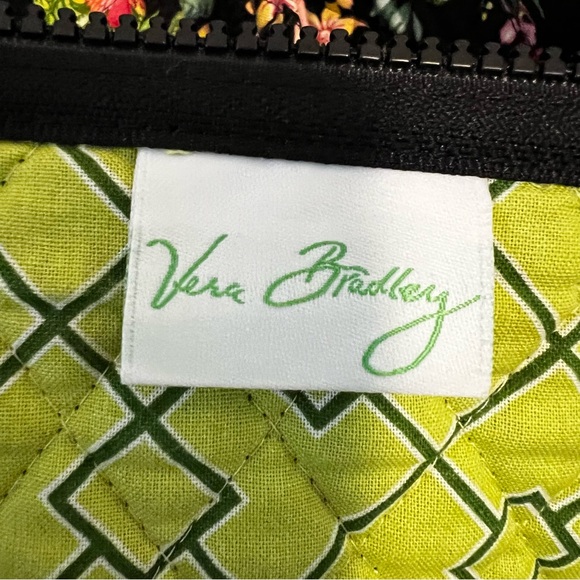 VERA BRADLEY Botanica 2007 Large Duffle Bag Zipper Y2K Black Pink Green Floral - Picture 12 of 13